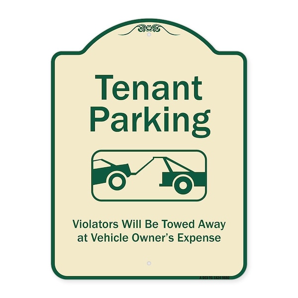 Signmission Designer Series-Tenant Parking Violators Towed Away With Graphic, 24" x 18", TG-1824-9880 A-DES-TG-1824-9880 - main